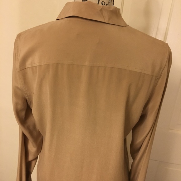 Equipment Silk Tuxedo Blouse Medium Brown Tan Shirt - Picture 6 of 8